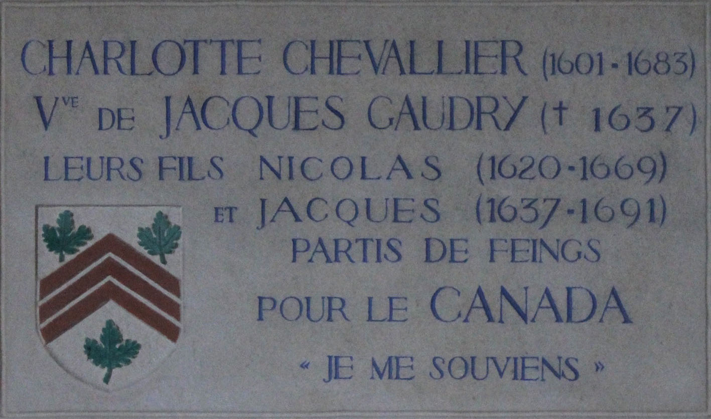 Plaque en l'honneur de Jacques Gaudry et  Charlotte Chevalier