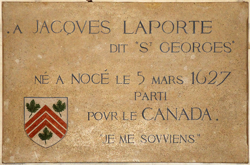 Commemorative plaque in Jacques Laporte Noce © 2014 www.perche-quebec.com