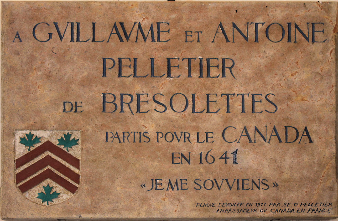 Commemorative plaque in Bresolettes