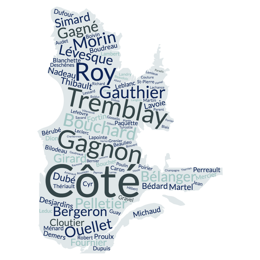 The top 100 surnames of Quebec in 2005