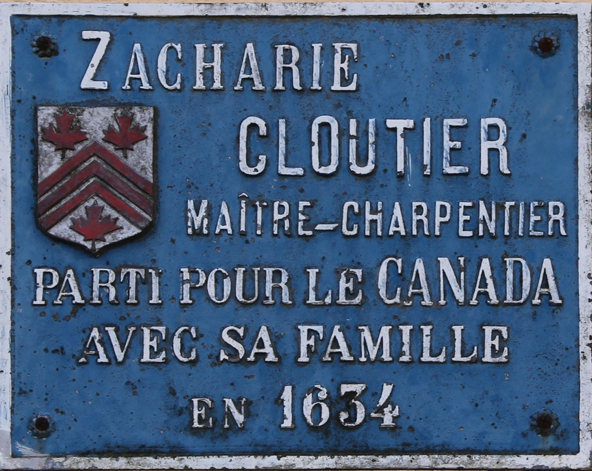 Plaque en l'honneur de Zacharie Cloutier