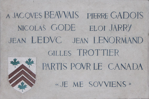 Plaque apposée à l'intérieur de l'église Saint-Martin d'Igé © 2014 www.perche-quebec.com