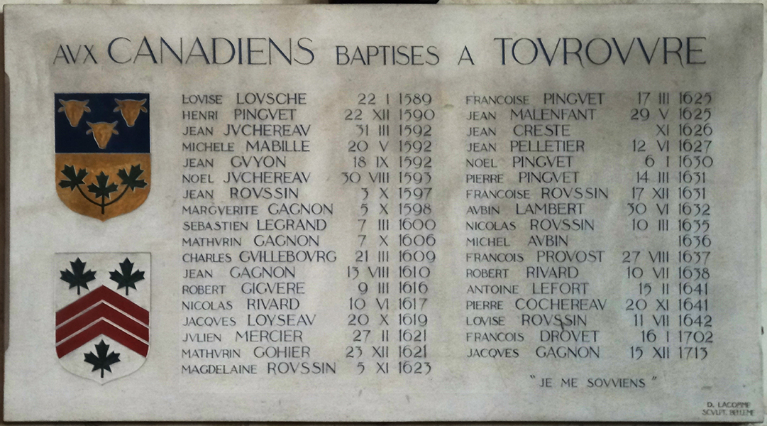 Plaque commémorative émigrants de Tourouvre