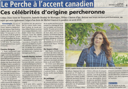 Le Perche à l'accent canadien - 3 janvier 2018 - Le Perche